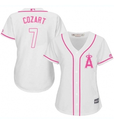 Women's Majestic Los Angeles Angels of Anaheim #7 Zack Cozart Authentic White Fashion Cool Base MLB Jersey