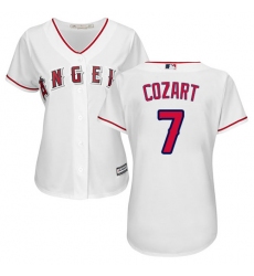 Women's Majestic Los Angeles Angels of Anaheim #7 Zack Cozart Authentic White Home Cool Base MLB Jersey