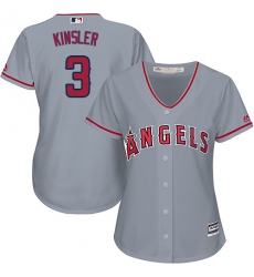 Women's Majestic Los Angeles Angels of Anaheim #3 Ian Kinsler Replica Grey Road Cool Base MLB Jersey