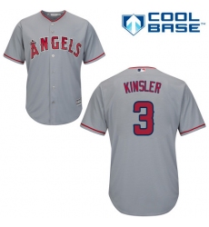 Youth Majestic Los Angeles Angels of Anaheim #3 Ian Kinsler Authentic Grey Road Cool Base MLB Jersey