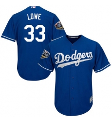 Youth Majestic Los Angeles Dodgers #33 Mark Lowe Authentic Royal Blue Alternate Cool Base 2018 World Series MLB Jersey
