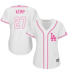 Women's Majestic Los Angeles Dodgers #27 Matt Kemp Authentic White Fashion Cool Base MLB Jersey