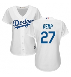 Women's Majestic Los Angeles Dodgers #27 Matt Kemp Replica White Home Cool Base MLB Jersey