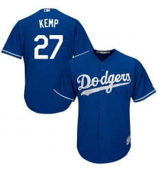 Youth Majestic Los Angeles Dodgers #27 Matt Kemp Authentic Royal Blue Alternate Cool Base MLB Jersey