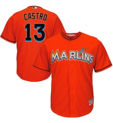 Men's Majestic Miami Marlins #13 Starlin Castro Replica Orange Alternate 1 Cool Base MLB Jersey