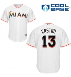 Men's Majestic Miami Marlins #13 Starlin Castro Replica White Home Cool Base MLB Jersey