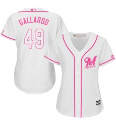 Women's Majestic Milwaukee Brewers #49 Yovani Gallardo Replica White Fashion Cool Base MLB Jersey