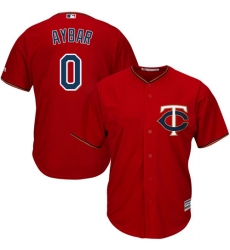 Men's Majestic Minnesota Twins #0 Erick Aybar Replica Scarlet Alternate Cool Base MLB Jersey