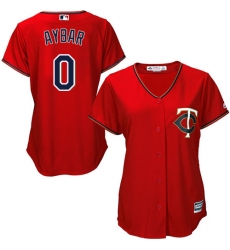 Women's Majestic Minnesota Twins #0 Erick Aybar Authentic Scarlet Alternate Cool Base MLB Jersey