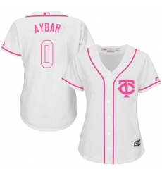 Women's Majestic Minnesota Twins #0 Erick Aybar Authentic White Fashion Cool Base MLB Jersey
