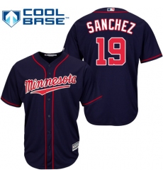 Youth Majestic Minnesota Twins #19 Anibal Sanchez Authentic Navy Blue Alternate Road Cool Base MLB Jersey