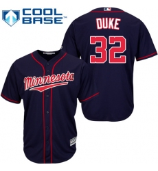Men's Majestic Minnesota Twins #32 Zach Duke Replica Navy Blue Alternate Road Cool Base MLB Jersey