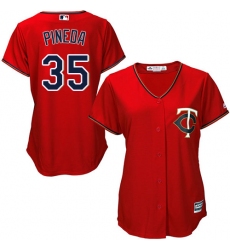 Women's Majestic Minnesota Twins #35 Michael Pineda Authentic Scarlet Alternate Cool Base MLB Jersey