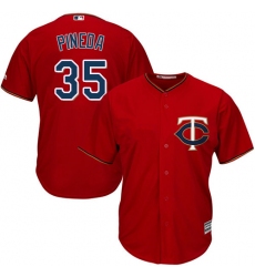 Youth Majestic Minnesota Twins #35 Michael Pineda Replica Scarlet Alternate Cool Base MLB Jersey