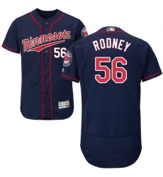Men's Majestic Minnesota Twins #56 Fernando Rodney Navy Blue Alternate Flex Base Authentic Collection MLB Jersey