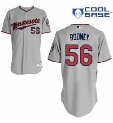 Men's Majestic Minnesota Twins #56 Fernando Rodney Replica Grey Road Cool Base MLB Jersey