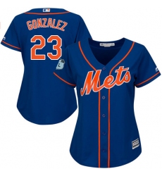 Women's Majestic New York Mets #23 Adrian Gonzalez Authentic Royal Blue Alternate Home Cool Base MLB Jersey