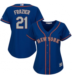 Women's Majestic New York Mets #21 Todd Frazier Authentic Royal Blue Alternate Road Cool Base MLB Jersey