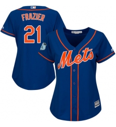 Women's Majestic New York Mets #21 Todd Frazier Replica Royal Blue Alternate Home Cool Base MLB Jersey