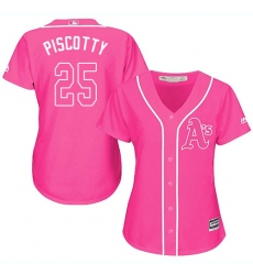 Women's Majestic Oakland Athletics #25 Stephen Piscotty Authentic Pink Fashion Cool Base MLB Jersey