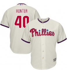 Men's Majestic Philadelphia Phillies #40 Tommy Hunter Replica Cream Alternate Cool Base MLB Jersey