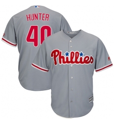 Men's Majestic Philadelphia Phillies #40 Tommy Hunter Replica Grey Road Cool Base MLB Jersey