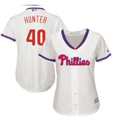 Women's Majestic Philadelphia Phillies #40 Tommy Hunter Replica Cream Alternate Cool Base MLB Jersey
