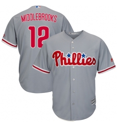 Men's Majestic Philadelphia Phillies #12 Will Middlebrooks Replica Grey Road Cool Base MLB Jersey