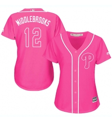Women's Majestic Philadelphia Phillies #12 Will Middlebrooks Authentic Pink Fashion Cool Base MLB Jersey