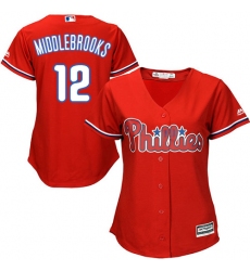 Women's Majestic Philadelphia Phillies #12 Will Middlebrooks Replica Red Alternate Cool Base MLB Jersey