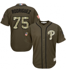 Men's Majestic Philadelphia Phillies #75 Francisco Rodriguez Replica Green Salute to Service MLB Jersey
