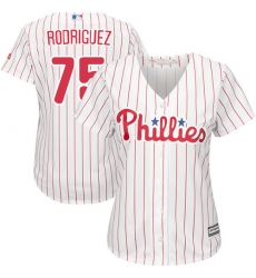 Women's Majestic Philadelphia Phillies #75 Francisco Rodriguez Replica White/Red Strip Home Cool Base MLB Jersey