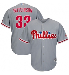 Men's Majestic Philadelphia Phillies #33 Drew Hutchison Replica Grey Road Cool Base MLB Jersey