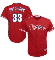 Men's Majestic Philadelphia Phillies #33 Drew Hutchison Replica Red Alternate Cool Base MLB Jersey