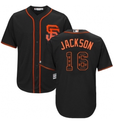 Men's Majestic San Francisco Giants #16 Austin Jackson Authentic Black Team Logo Fashion Cool Base MLB Jersey