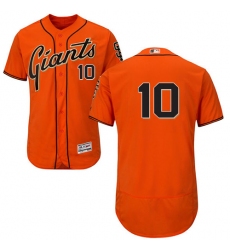 Men's Majestic San Francisco Giants #10 Evan Longoria Orange Alternate Flex Base Authentic Collection MLB Jersey