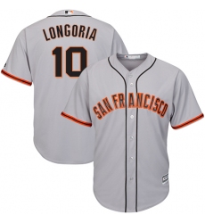 Men's Majestic San Francisco Giants #10 Evan Longoria Replica Grey Road Cool Base MLB Jersey