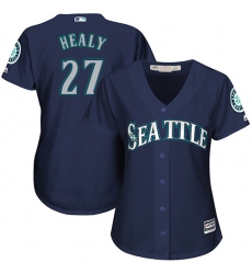 Women's Majestic Seattle Mariners #27 Ryon Healy Authentic Navy Blue Alternate 2 Cool Base MLB Jersey