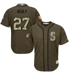 Youth Majestic Seattle Mariners #27 Ryon Healy Authentic Green Salute to Service MLB Jersey