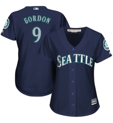 Women's Majestic Seattle Mariners #9 Dee Gordon Replica Navy Blue Alternate 2 Cool Base MLB Jersey