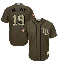 Men's Majestic Tampa Bay Rays #19 Dustin McGowan Replica Green Salute to Service MLB Jersey
