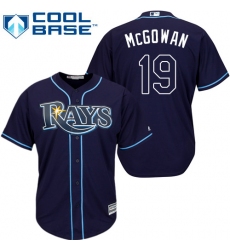 Youth Majestic Tampa Bay Rays #19 Dustin McGowan Replica Navy Blue Alternate Cool Base MLB Jersey