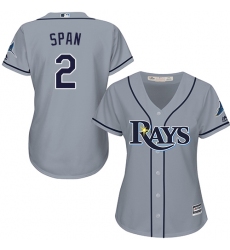 Women's Majestic Tampa Bay Rays #2 Denard Span Authentic Grey Road Cool Base MLB Jersey