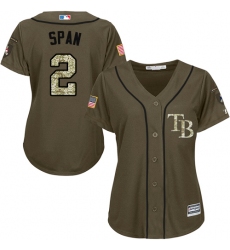 Women's Majestic Tampa Bay Rays #2 Denard Span Replica Green Salute to Service MLB Jersey