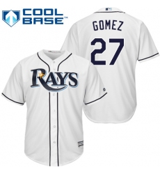 Men's Majestic Tampa Bay Rays #27 Carlos Gomez Replica White Home Cool Base MLB Jersey