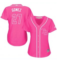 Women's Majestic Tampa Bay Rays #27 Carlos Gomez Authentic Pink Fashion Cool Base MLB Jersey