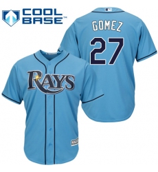 Youth Majestic Tampa Bay Rays #27 Carlos Gomez Replica Light Blue Alternate 2 Cool Base MLB Jersey