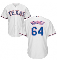 Men's Majestic Texas Rangers #64 Edinson Volquez Replica White Home Cool Base MLB Jersey