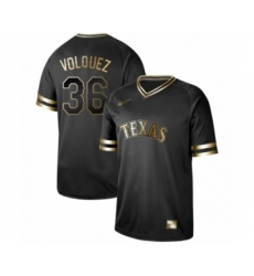 Men's Texas Rangers #36 Edinson Volquez Authentic Black Gold Fashion Baseball Jersey