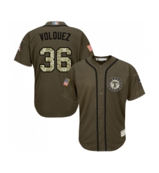 Men's Texas Rangers #36 Edinson Volquez Authentic Green Salute to Service Baseball Jersey